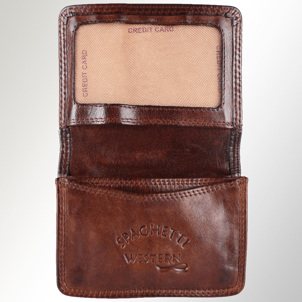 Spaghetti Western Card-Holder Vintage Handmade Drum Dyed Genuine European Cowhide Leather