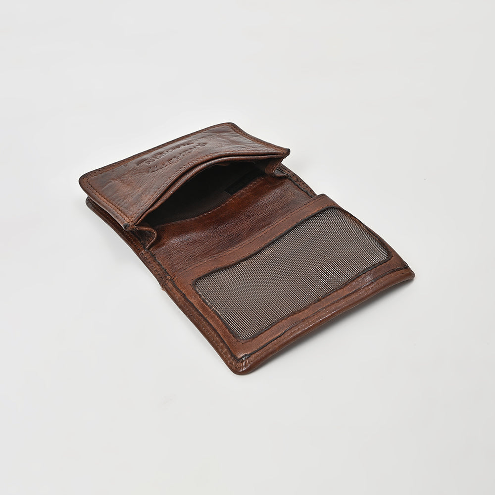 Spaghetti Western Swc445Brn Card-Holder Vintage Handmade Drum Dyed Genuine European Cowhide Leather Women Bag Western Handbag Purse