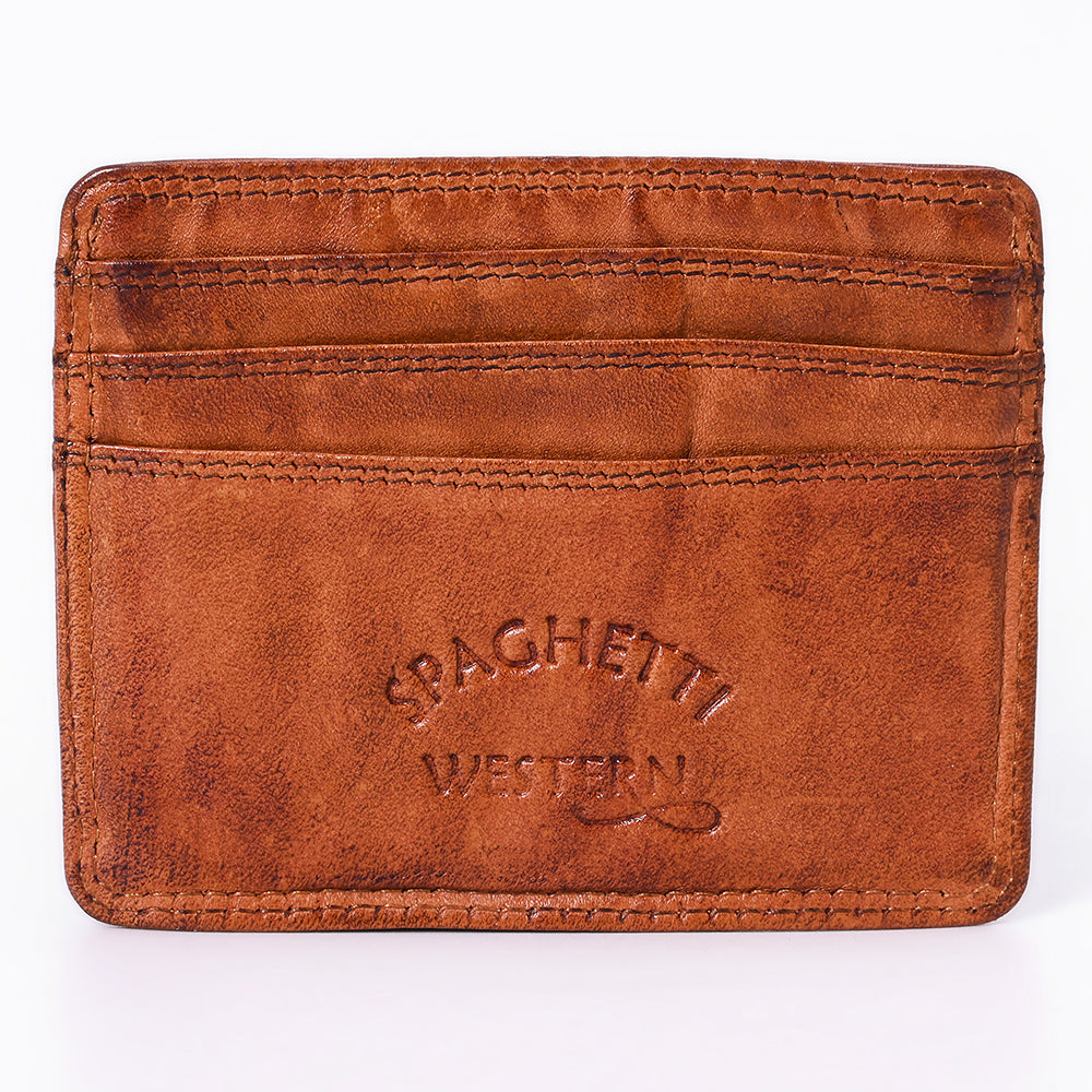 Spaghetti Western Card-Holder Vintage Handmade Drum Dyed Genuine European Cowhide Leather