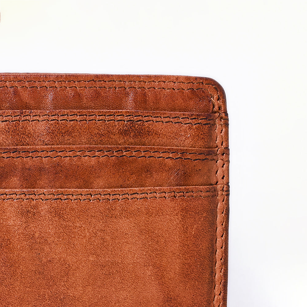 Spaghetti Western Swc451Cg Card-Holder Vintage Handmade Drum Dyed Genuine European Cowhide Leather Women Bag Western Handbag Purse