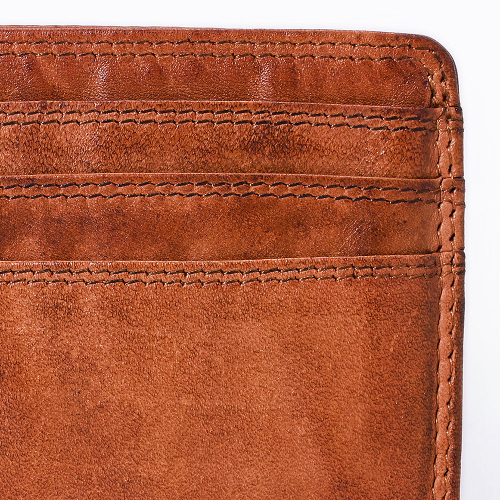 Spaghetti Western Card-Holder Vintage Handmade Drum Dyed Genuine European Cowhide Leather