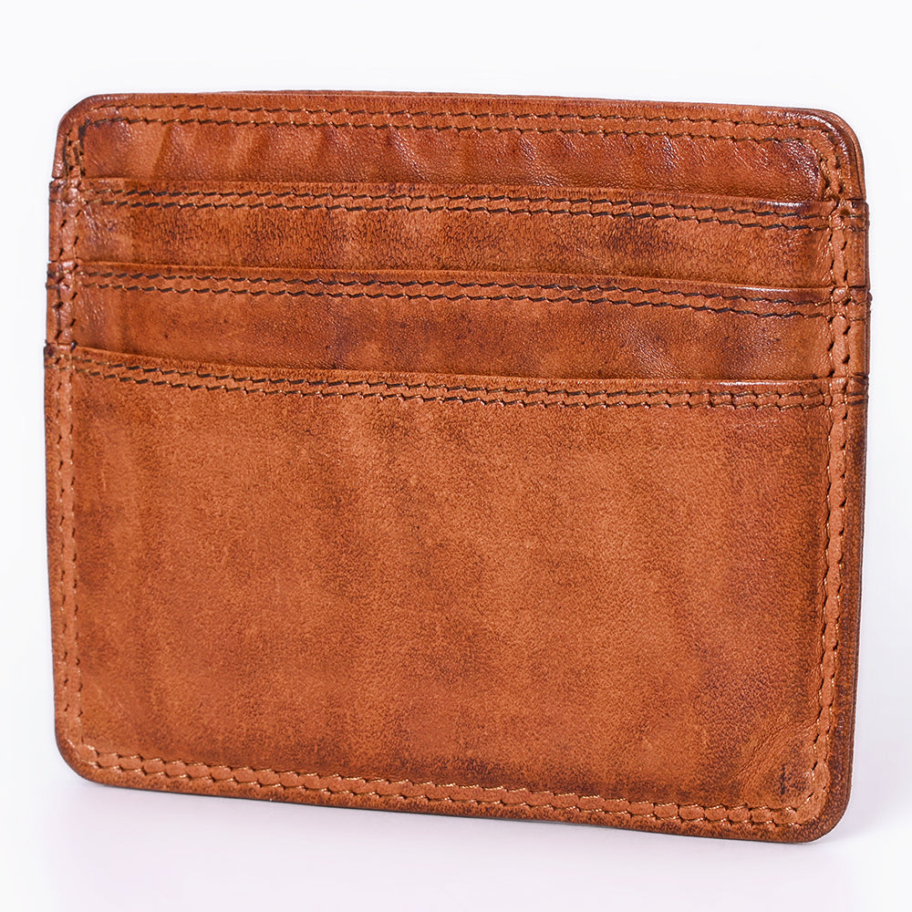 Spaghetti Western Card-Holder Vintage Handmade Drum Dyed Genuine European Cowhide Leather