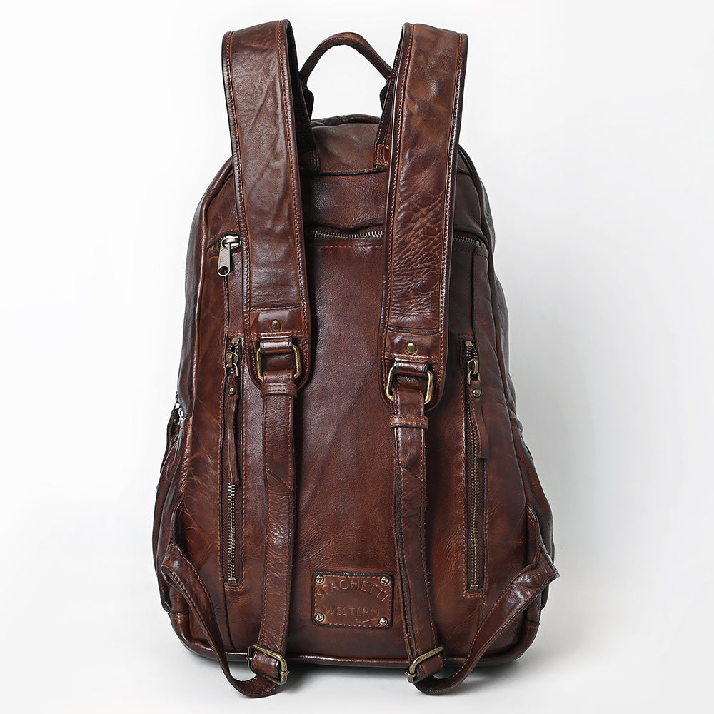 Spaghetti Western Backpack Vintage Handmade Drum Dyed Genuine European Cowhide Leather