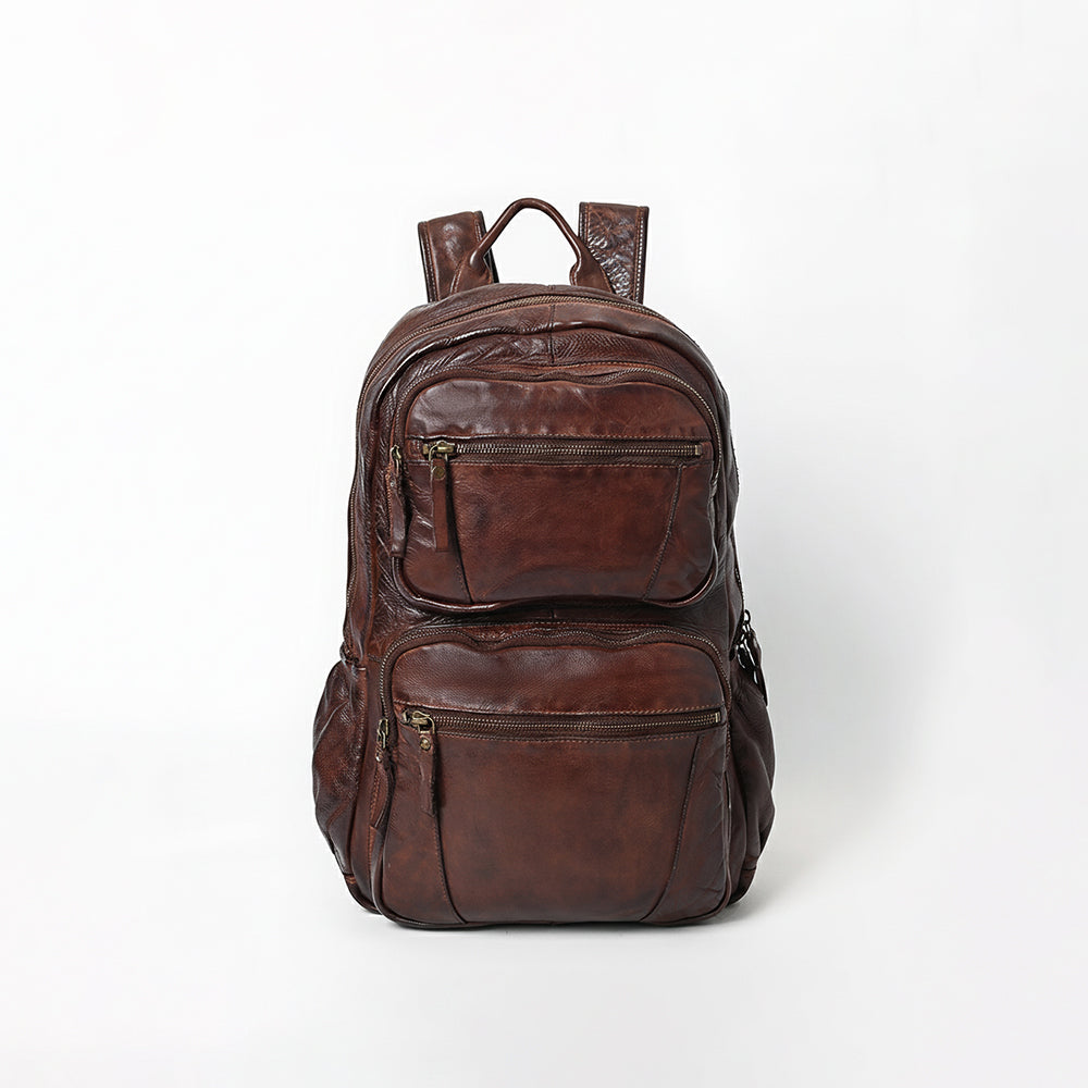 Spaghetti Western Swc414Brn Backpack Vintage Handmade Drum Dyed Genuine European Cowhide Leather Women Bag Western Handbag Purse