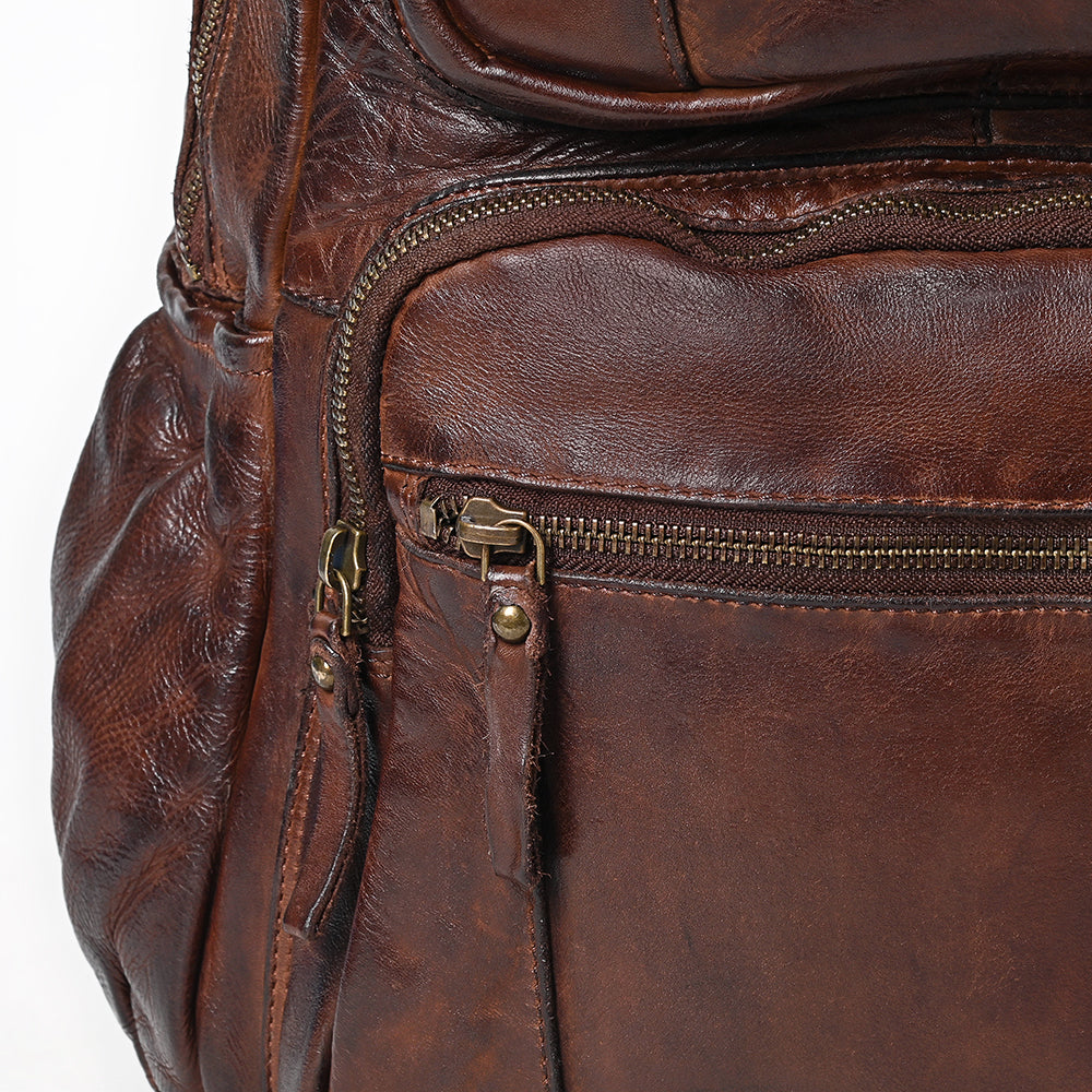 Spaghetti Western Backpack Vintage Handmade Drum Dyed Genuine European Cowhide Leather