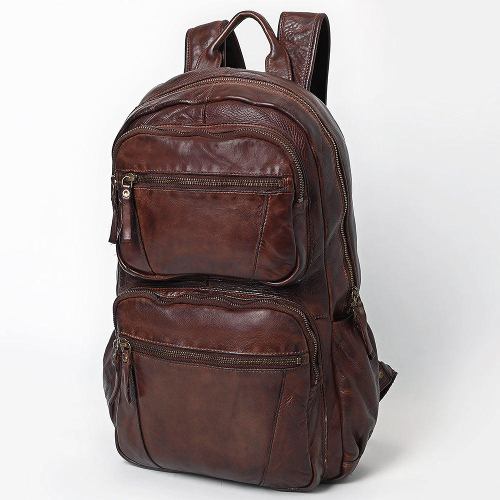 Spaghetti Western Backpack Vintage Handmade Drum Dyed Genuine European Cowhide Leather