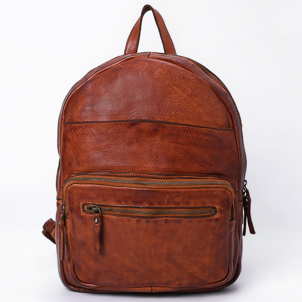 Spaghetti Western Backpack Vintage Handmade Drum Dyed Genuine European Cowhide Leather
