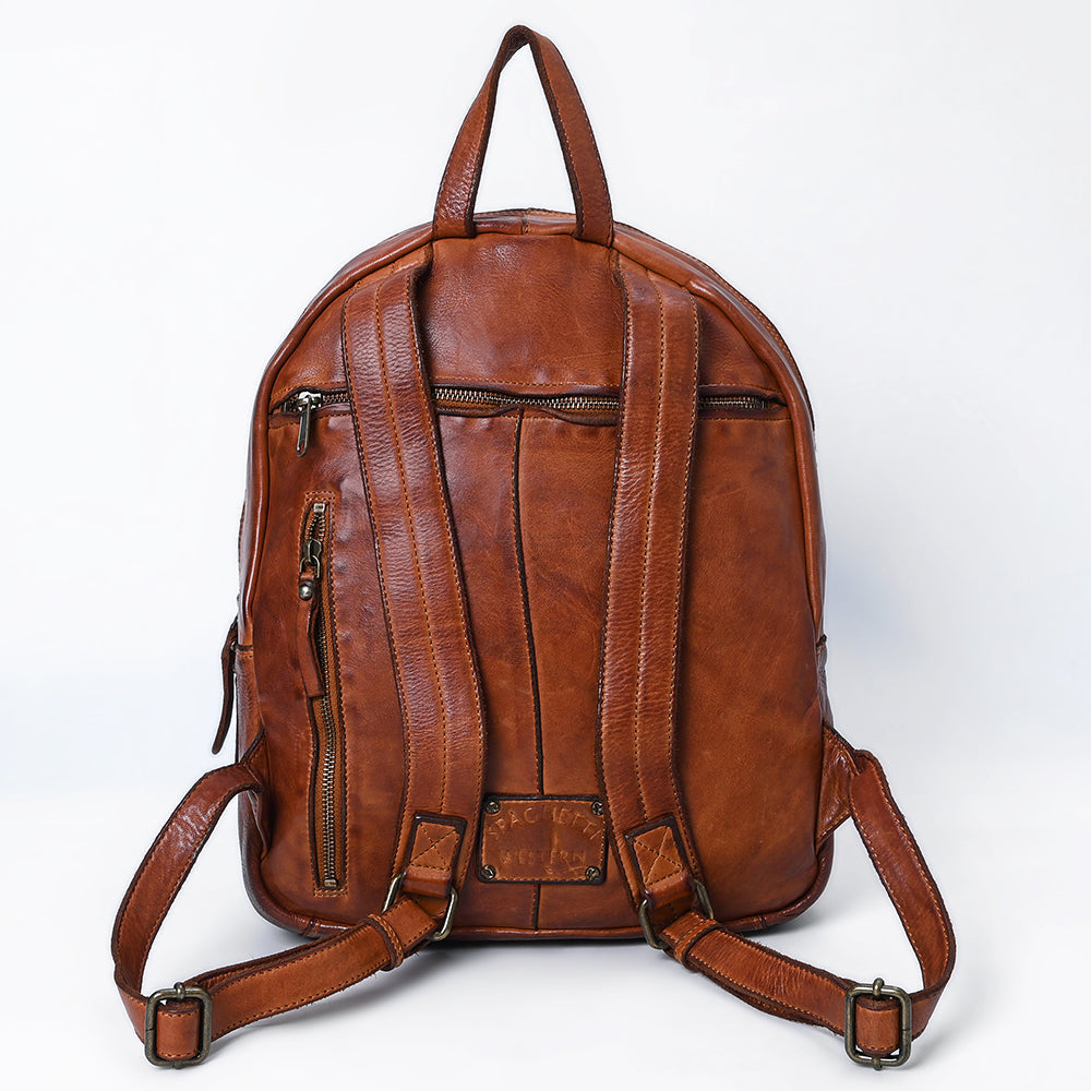 Spaghetti Western Backpack Vintage Handmade Drum Dyed Genuine European Cowhide Leather