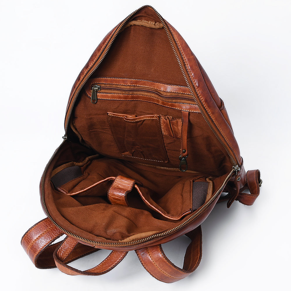 Spaghetti Western Backpack Vintage Handmade Drum Dyed Genuine European Cowhide Leather