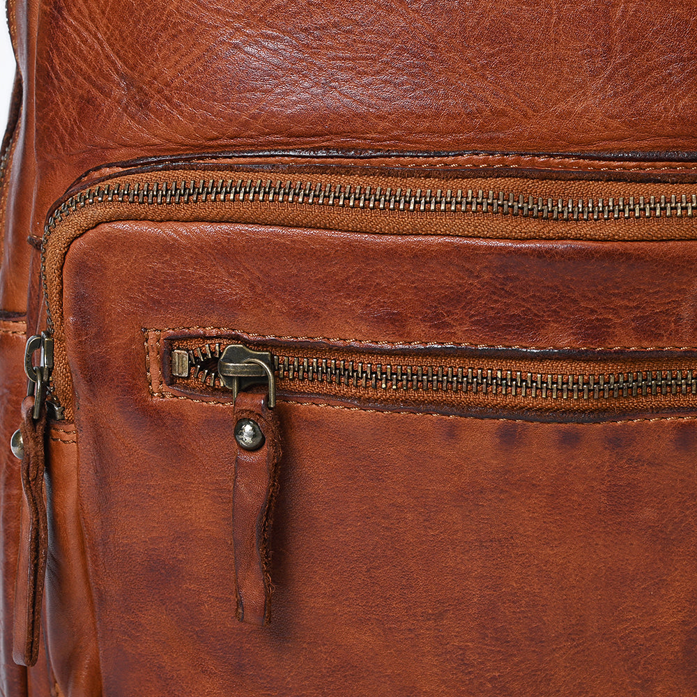 Spaghetti Western Backpack Vintage Handmade Drum Dyed Genuine European Cowhide Leather