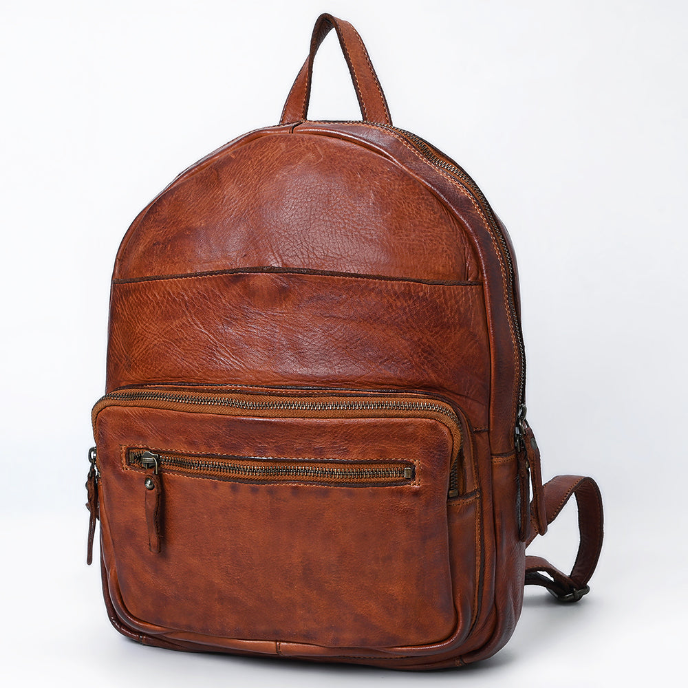 Spaghetti Western Backpack Vintage Handmade Drum Dyed Genuine European Cowhide Leather