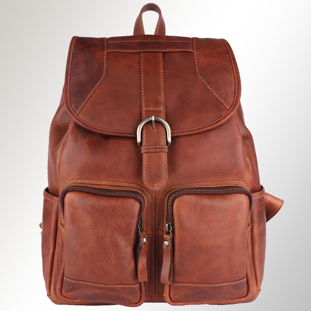 Spaghetti Western Backpack Vintage Handmade Drum Dyed Genuine European Cowhide Leather