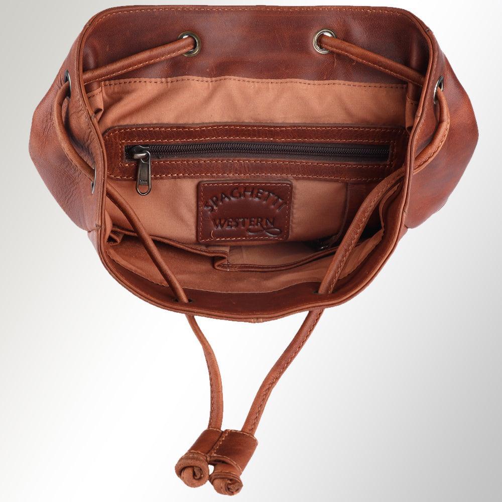 Spaghetti Western Backpack Vintage Handmade Drum Dyed Genuine European Cowhide Leather
