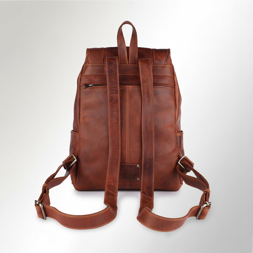 Spaghetti Western Swc427Tbrn Backpack Vintage Handmade Drum Dyed Genuine European Cowhide Leather Women Bag Western Handbag Purse