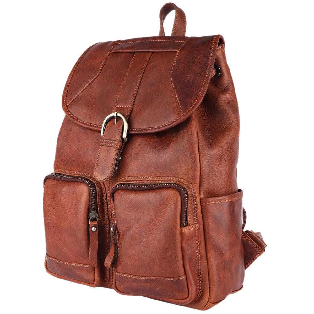 Spaghetti Western Backpack Vintage Handmade Drum Dyed Genuine European Cowhide Leather