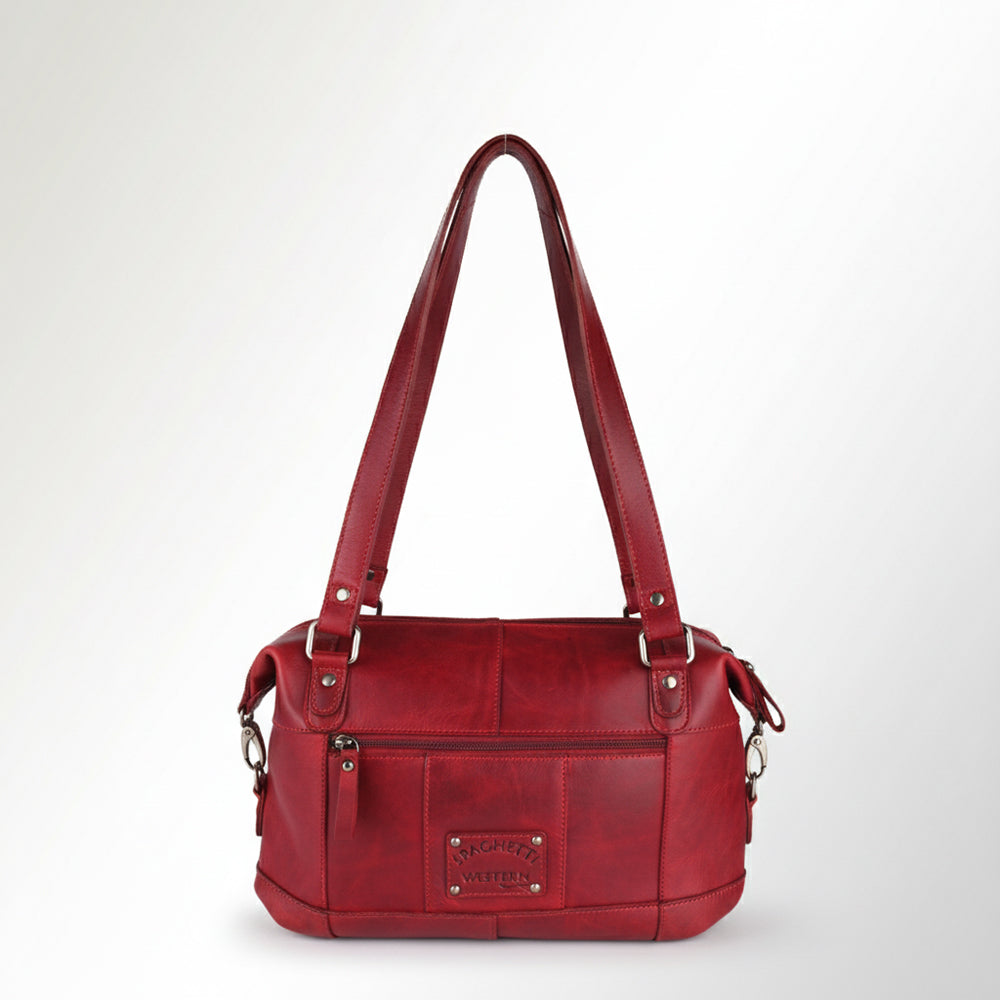 Spaghetti Western Swc430Rd Tote Vintage Handmade Drum Dyed Genuine European Cowhide Leather Women Bag Western Handbag Purse