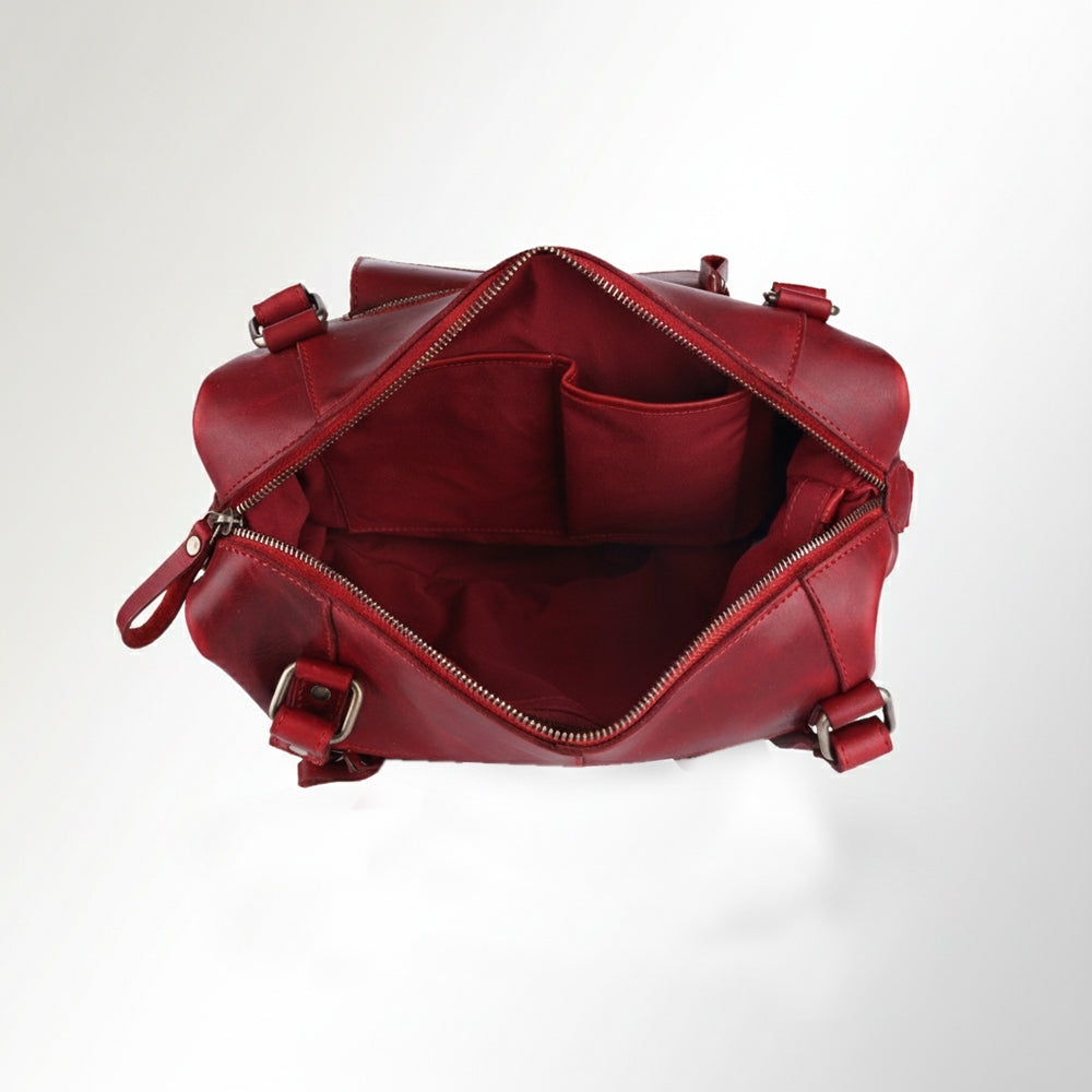 Spaghetti Western Swc430Rd Tote Vintage Handmade Drum Dyed Genuine European Cowhide Leather Women Bag Western Handbag Purse