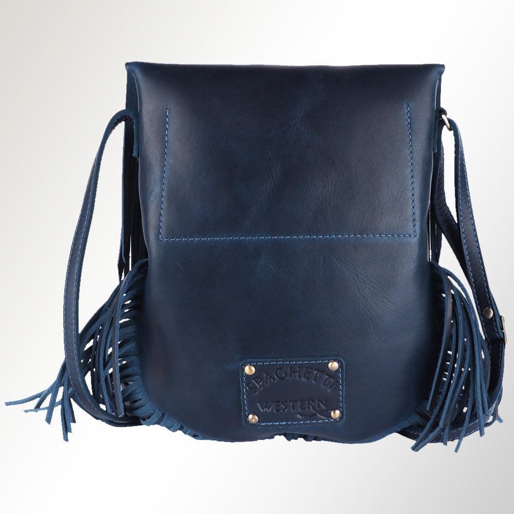 Spaghetti Western Large Crossbody Vintage Handmade Drum Dyed Genuine European Cowhide Leather