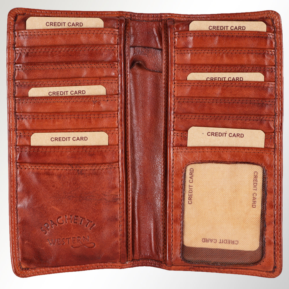 Spaghetti Western Card-Holder Vintage Handmade Drum Dyed Genuine European Cowhide Leather