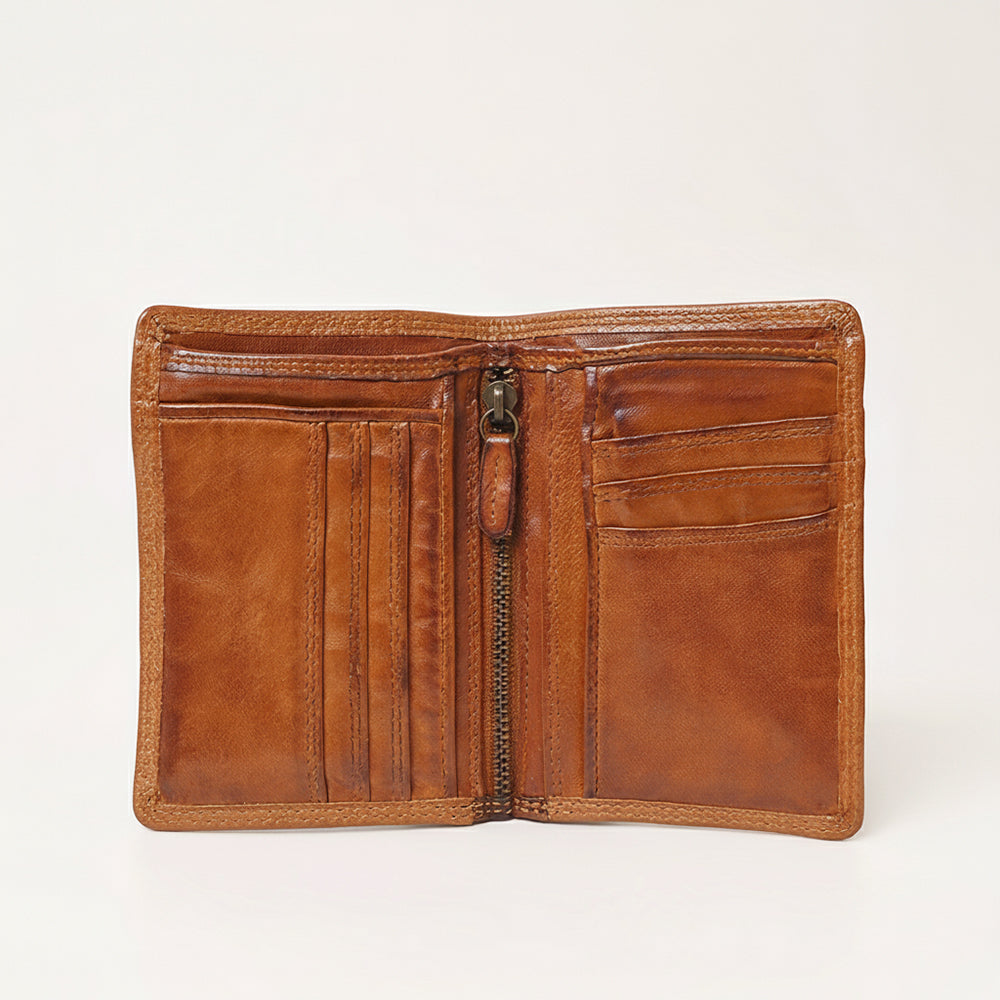 Spaghetti Western Swc443Cg Wallet Vintage Handmade Drum Dyed Genuine European Cowhide Leather Women Bag Western Handbag Purse