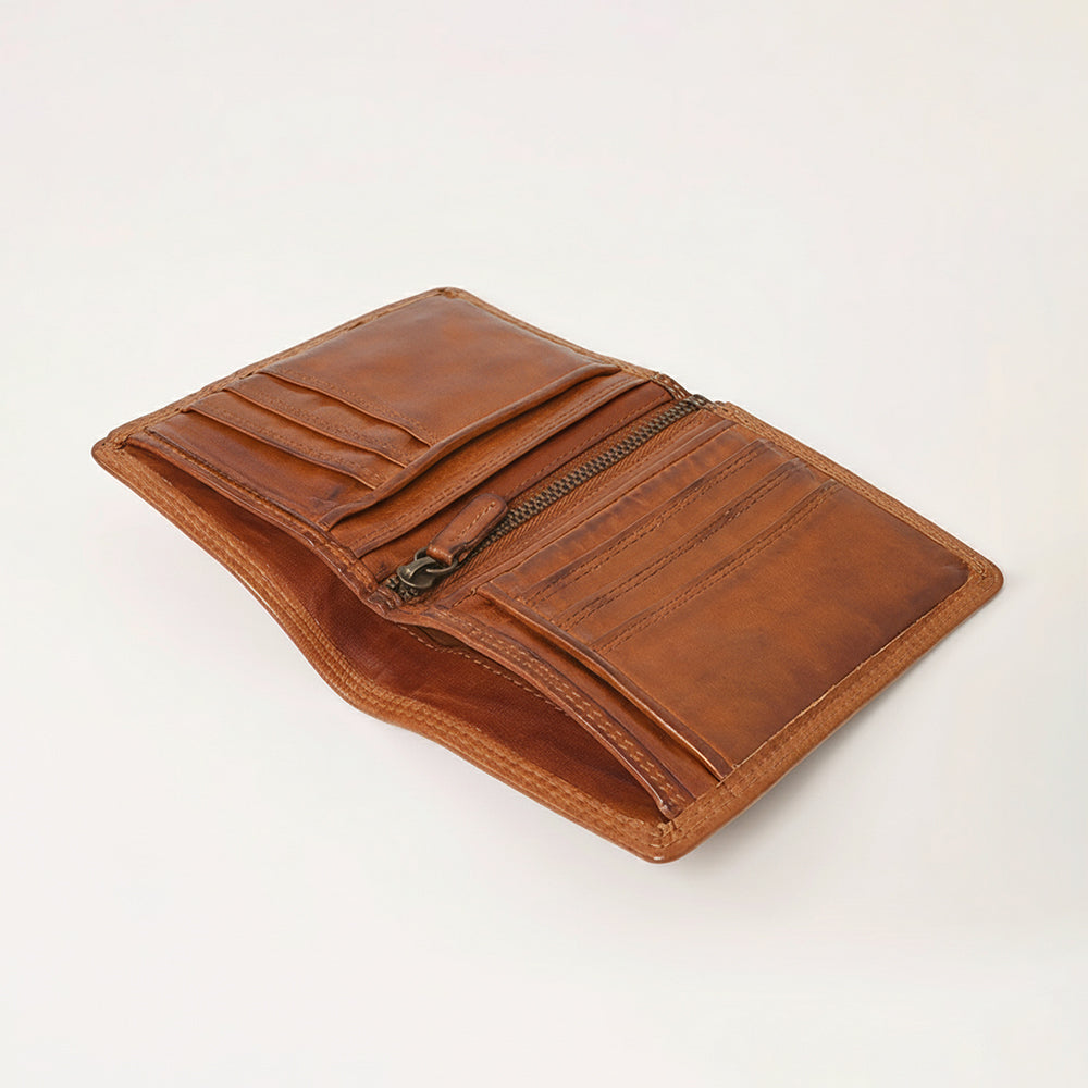 Spaghetti Western Swc443Cg Wallet Vintage Handmade Drum Dyed Genuine European Cowhide Leather Women Bag Western Handbag Purse
