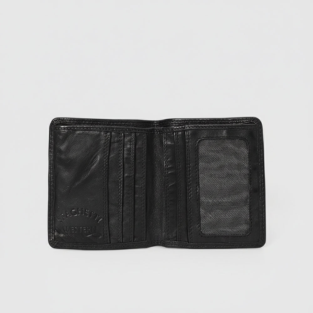 Spaghetti Western Swc444Blk Wallet Vintage Handmade Drum Dyed Genuine European Cowhide Leather Women Bag Western Handbag Purse