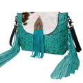 OHLAY Hand-Tooled Embossed Hair-On Leather Crossbody Bag