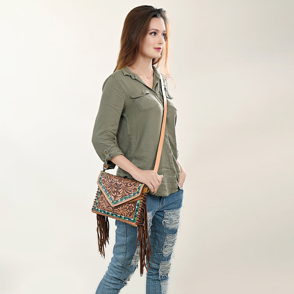 American Darling Envelope Hand Tooled Genuine Leather