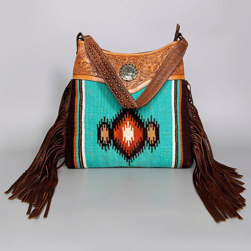 American Darling Hand-Tooled Saddle Blanket Leather Hobo Bag