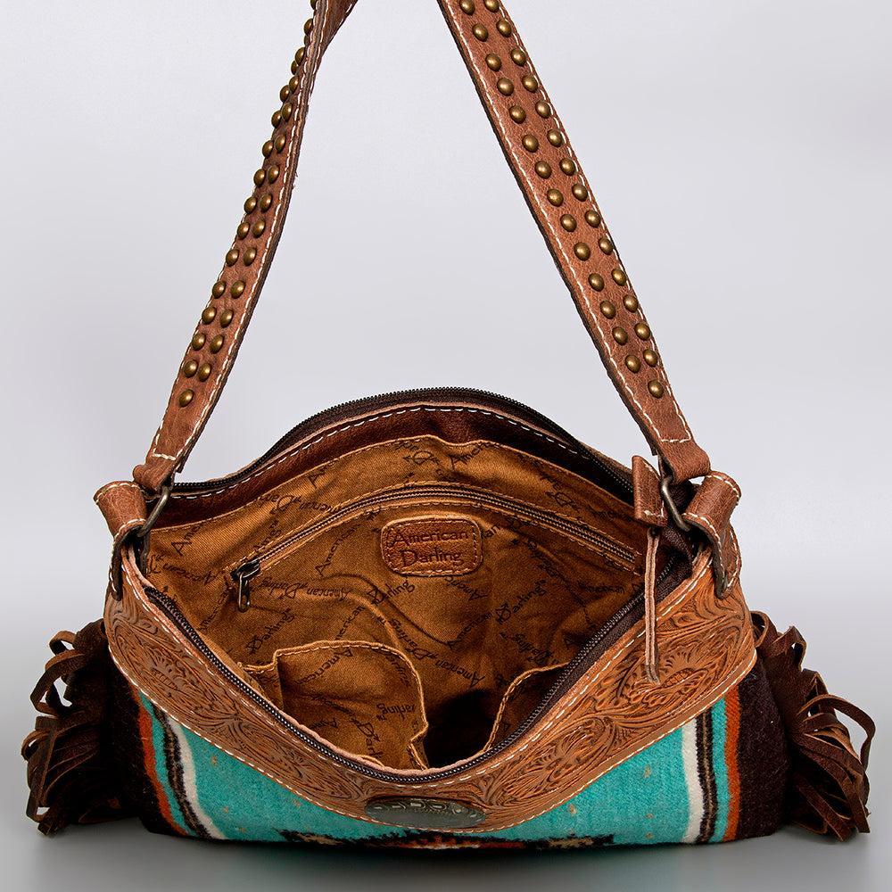 American Darling Hand-Tooled Saddle Blanket Leather Hobo Bag