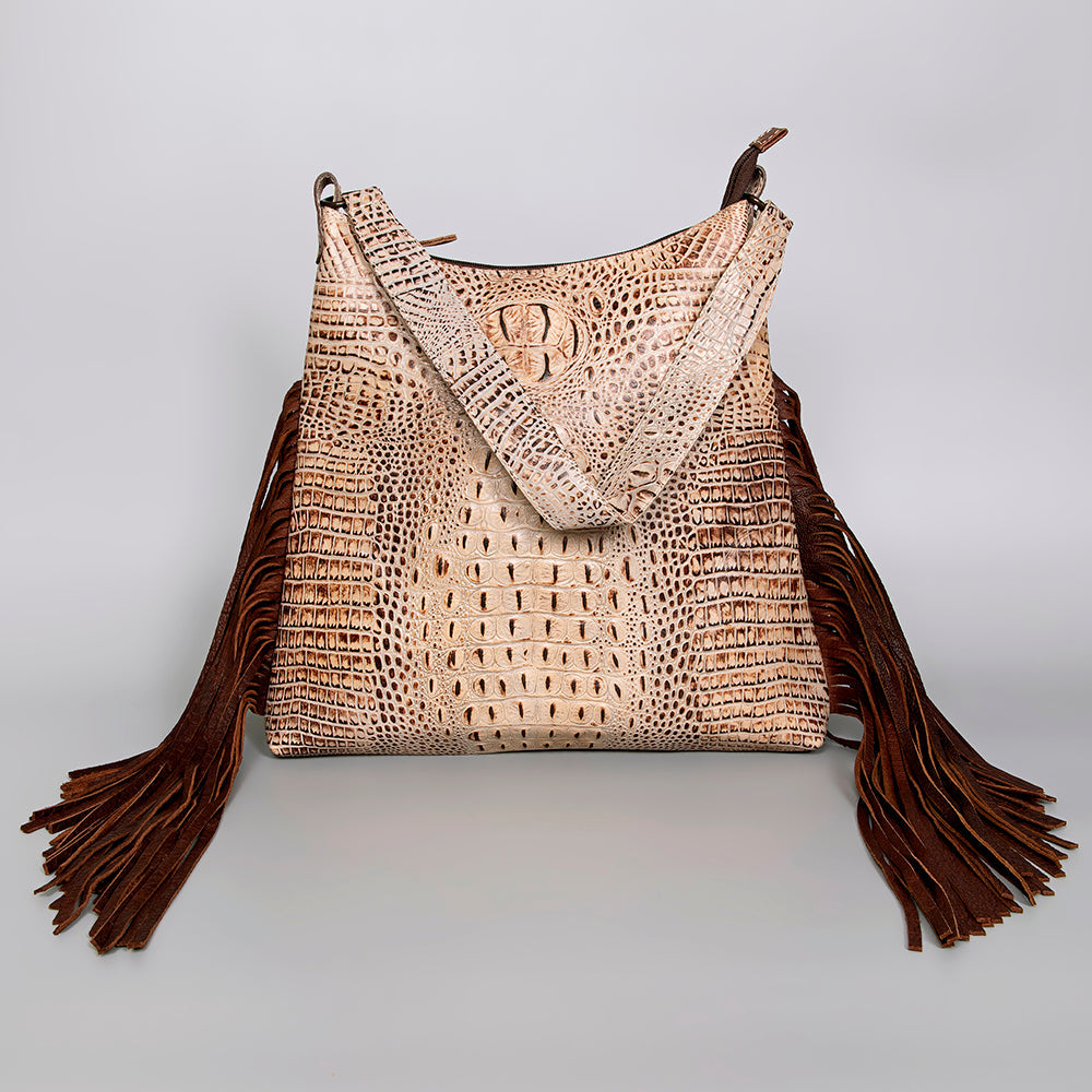 American Darling Crocodile Embossed Genuine Leather Hobo Bag