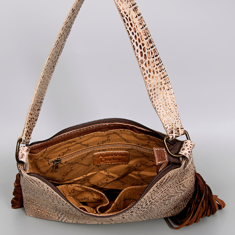 American Darling Crocodile Embossed Genuine Leather Hobo Bag