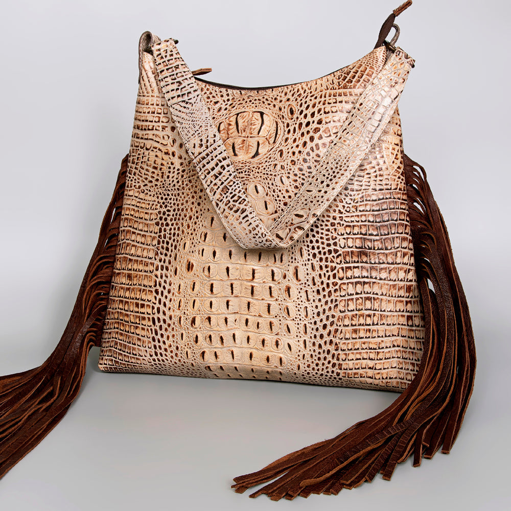 American Darling Crocodile Embossed Genuine Leather Hobo Bag