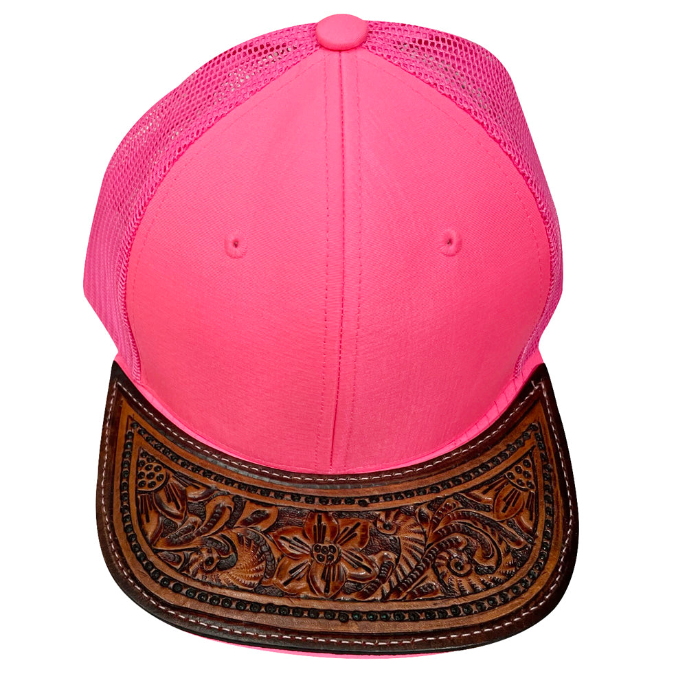 American Darling Men Women Adjustable Cap With Leather On Visor Red