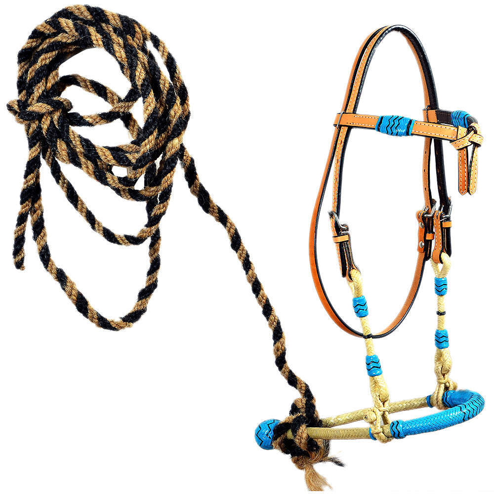 HILASON Western Horse Headstall Tack Bridle American Leather Bitless Rein