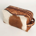 American Darling Hand-Tooled Hair-On Genuine Leather Toiletry Bag