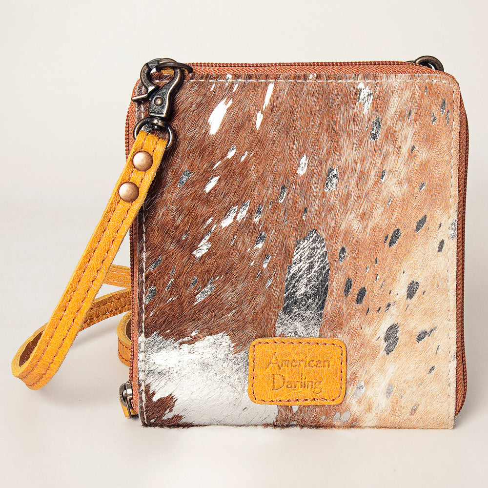 American Darling Cross body Bag, Hair-On Cowhide & Genuine Full Grain Leather, Western Shoulder Purse, 6in (H) X 6in (W)