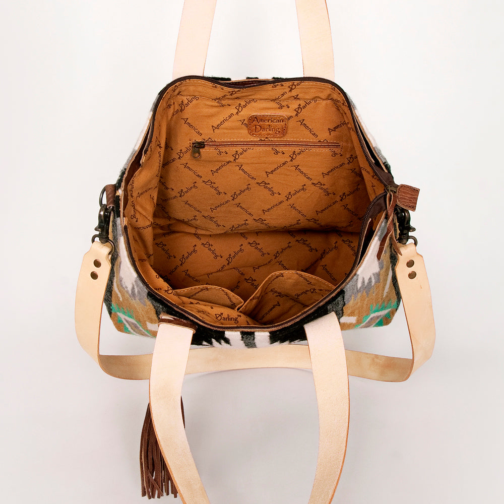 American Darling Tote Bag Hand Woven Saddle Blanket Genuine Leather Western Purse Large Shoulder Bag with YKK Zipper