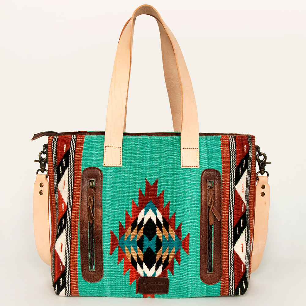 American Darling Tote Bag Hand Woven Saddle Blanket Genuine Leather Western Purse Large Shoulder Bag with YKK Zipper