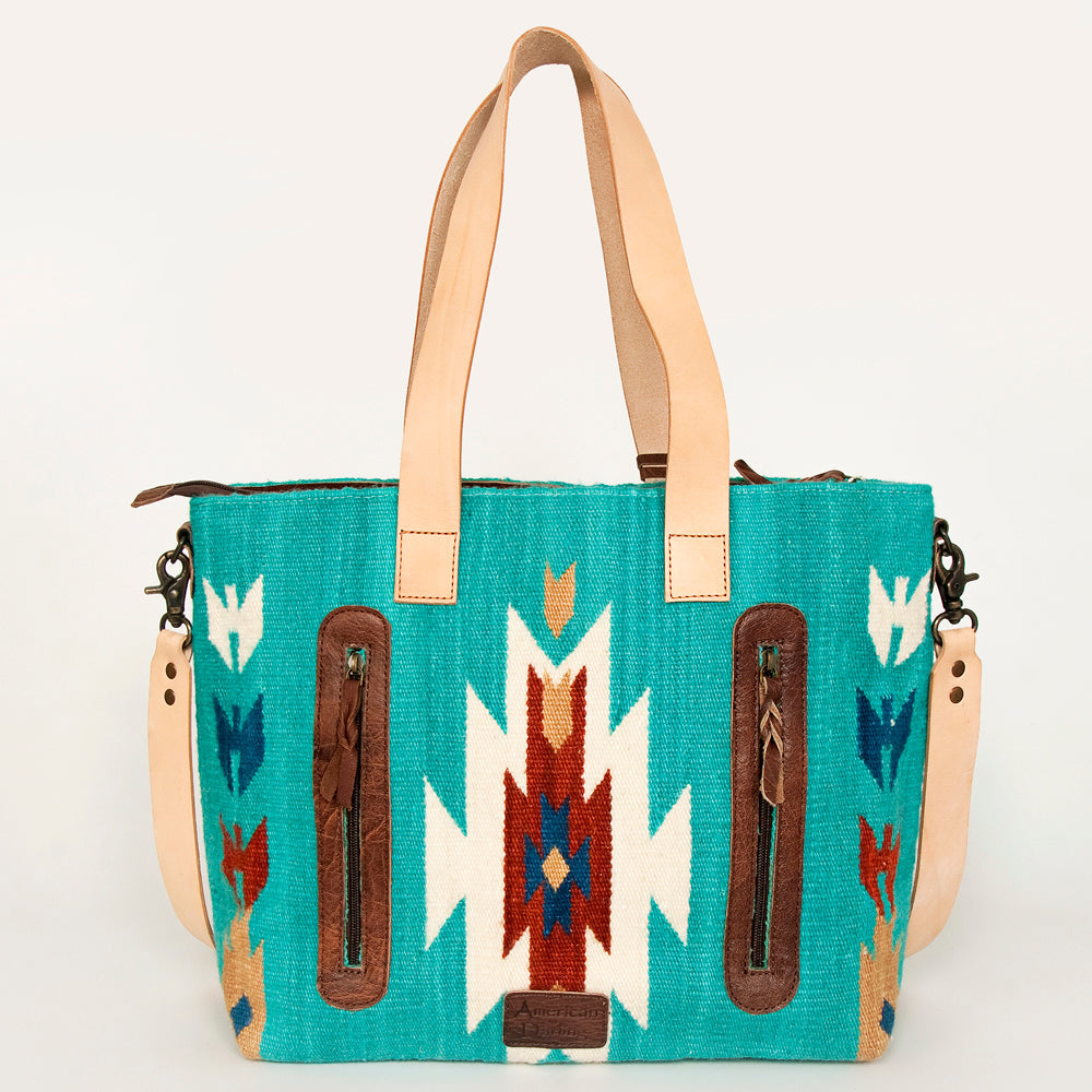 American Darling Tote Bag Hand Woven Saddle Blanket Genuine Leather Western Purse Large Shoulder Bag with YKK Zipper