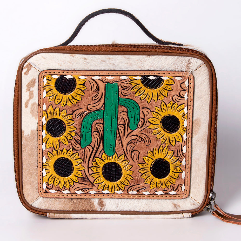 American Darling Jewelry Case Hand Tooled Hair-On Genuine Leather