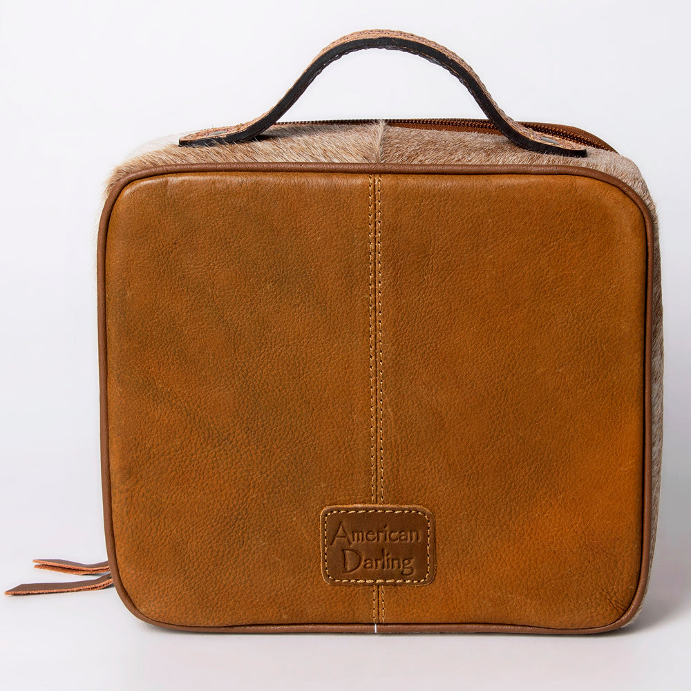 American Darling Jewelry Case Hand Tooled Hair-On Genuine Leather
