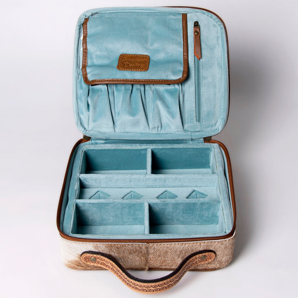 American Darling Jewelry Case Hand Tooled Hair-On Genuine Leather