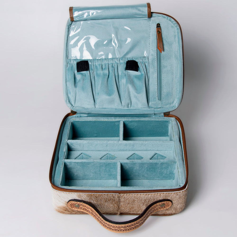 American Darling Jewelry Case Hand Tooled Hair-On Genuine Leather