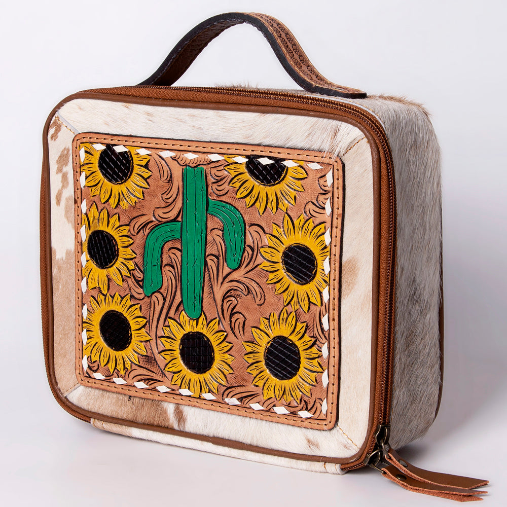 American Darling Jewelry Case Hand Tooled Hair-On Genuine Leather