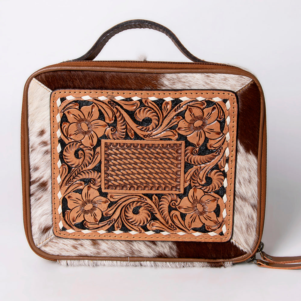American Darling Jewelry Case Hand Tooled Hair-On Genuine Leather