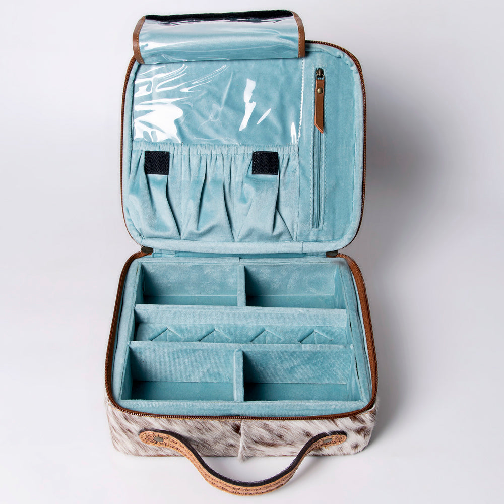American Darling Jewelry Case Hand Tooled Hair-On Genuine Leather