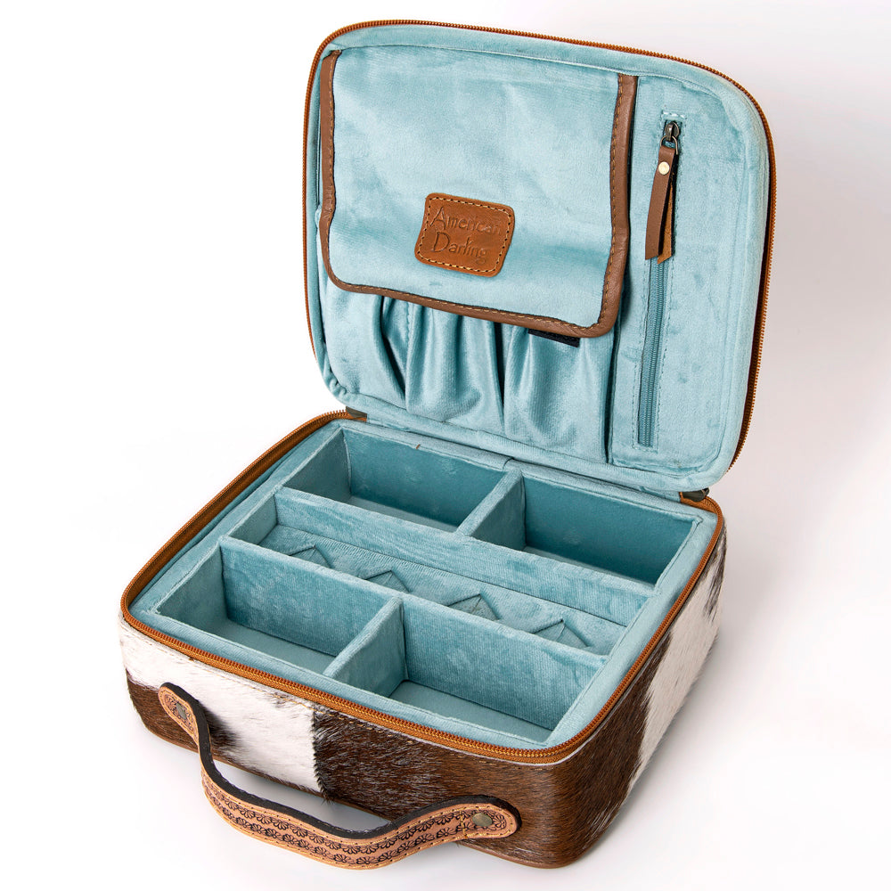 American Darling Jewelry Case Hand Tooled Hair-On Genuine Leather