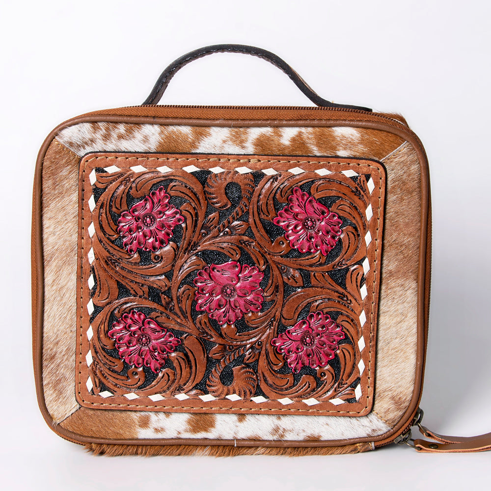 American Darling Jewelry Case Hand Tooled Hair-On Genuine Leather