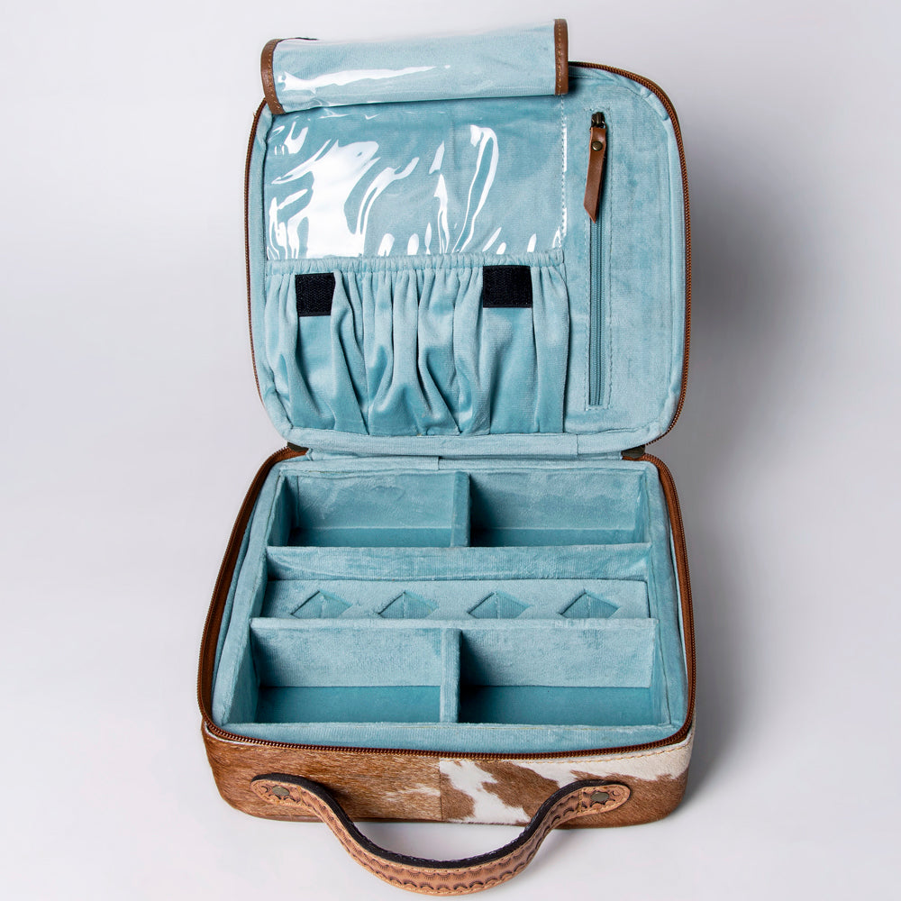 American Darling Jewelry Case Hand Tooled Hair-On Genuine Leather